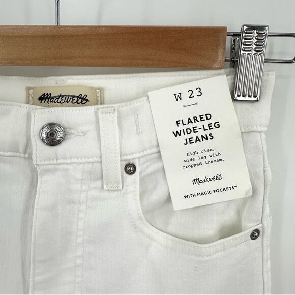 Madewell Flared Wide-Leg Crop Jeans in pure white Size 23 - Picture 5 of 10